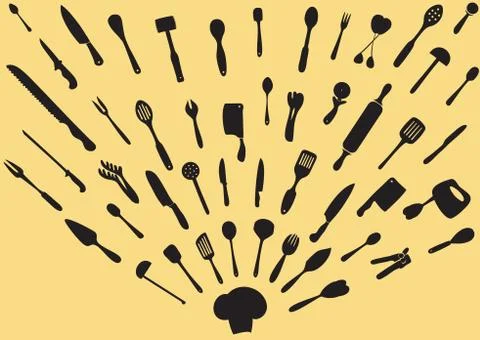 Cooking utensil set Stock Illustration