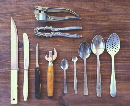 Cooking utensils on the table Stock Photos