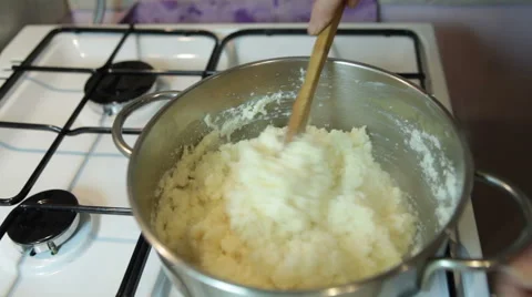 Cooking vanilla pudding Stock Footage 58159001