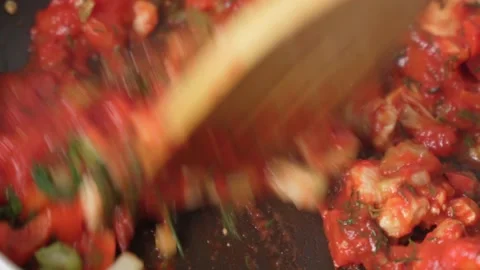 Cooking various vegetables with chicken pepper celery, onion, tomato paste Stock-Footage 171968215