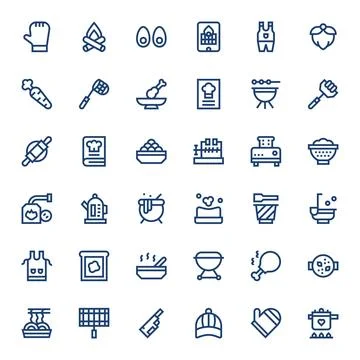 Cooking Vector Icon Library with 36 Bold Line High Resolution Display Perfe.. Stock Illustration