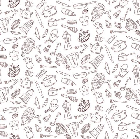 Cooking vector pattern Stock Illustration