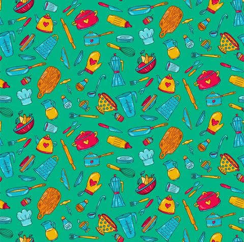 Cooking vector pattern Stock Illustration