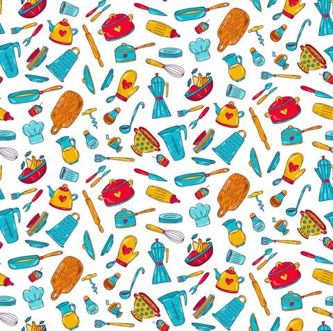 Cooking vector pattern Stock Illustration