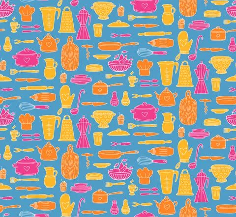 Cooking vector pattern Stock Illustration