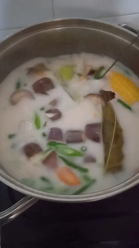 Cooking a vegetable dish called sayur lodeh 動画素材 224260246