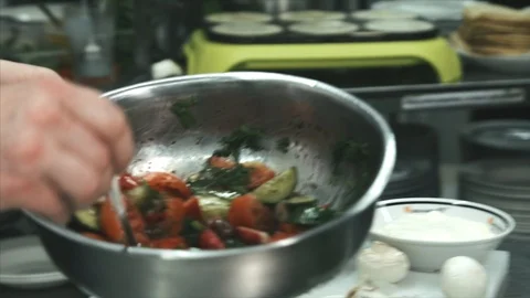 Cooking vegetable salad. close up Stock Footage 90841222