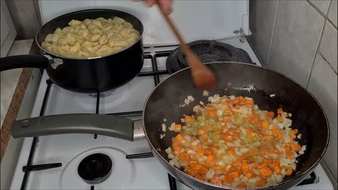 Cooking Vegetables and pasta Stock Footage 170650776