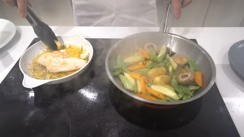 Cooking vegetables in the kitchen Stock Footage 142596689