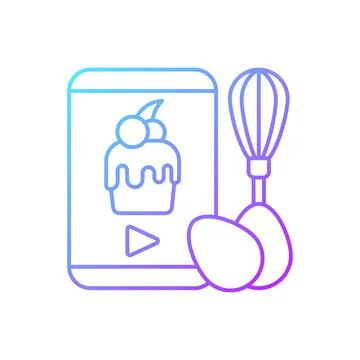 Cooking video gradient linear vector icon Illustrazione stock