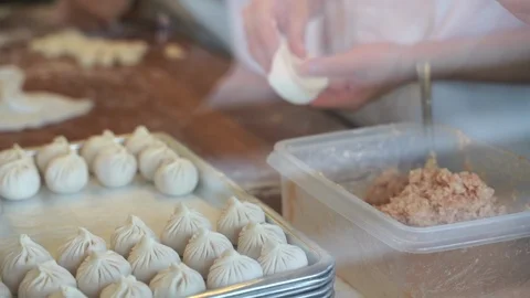 Cooking Video Slow motion Steps to make Xiao long bao It is Chinese dim sum d Stock Footage