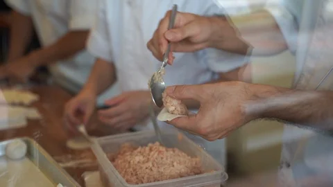 Cooking Video Slow motion Steps to make Xiao long bao It is Chinese dim sum d Stock Footage 115700913