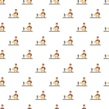 Cooking vlogger man streaming online recipe tutorial pattern Stockillustratie