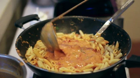 Cooking Vodka Penne Stock-Footage 51674374