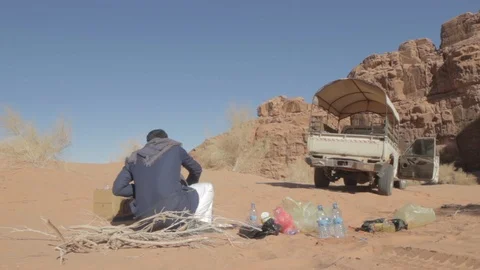 Cooking in the Wadi Rum Stock Footage 88773226