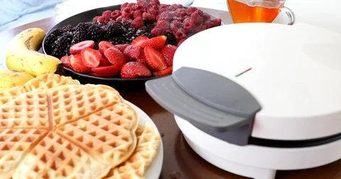 Cooking Waffles In A Waffle Maker 7 Video stock 119389489