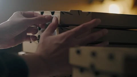 Cooking, Wait staff preparing food Stressfully Sticking a barcode on a pizza Stock Footage 240421049