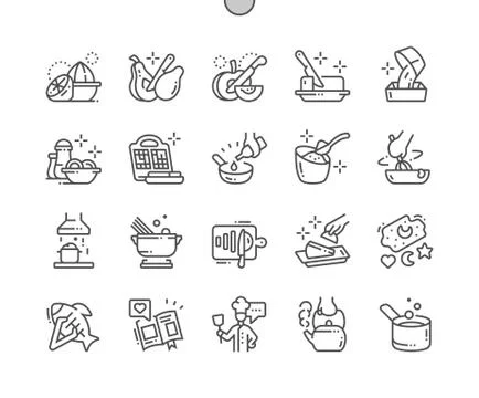 Cooking Well-crafted Pixel Perfect Vector Thin Line Icons 30 2x Grid for Web Stock Illustration