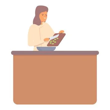 Cooking workshop icon cartoon vector. Online cook Stock Illustration