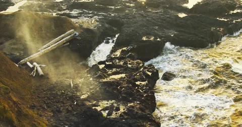 Cooks Chasm Ocean Geyser Stock Footage 40853026