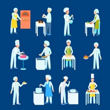Cooks Flat Icon Set Illustration