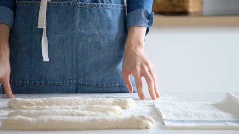 The cook's hands in flour, baker at work, bread and bakery, flour at the kitchen Stock Footage 121527224