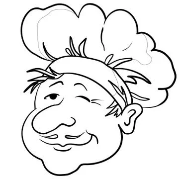 Cooks head in a cap, contour Stock Illustration