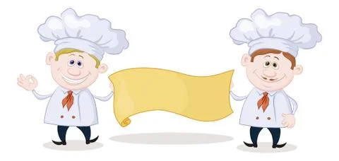 Cooks with poster Stock Illustration