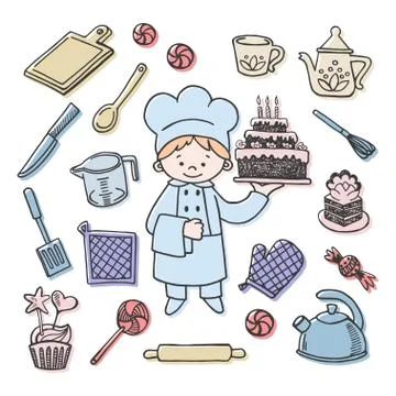 Cook's tools vector set Illustrazione stock