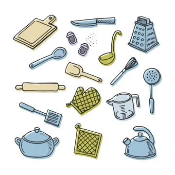 Cook's tools vector set Illustrazione stock