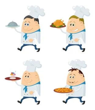 Cooks with trays set Stock Illustration