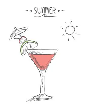 Cooktail summer hand drawn Stock Illustration