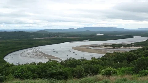 Cooktown bay during low tide Stock Footage 71231925