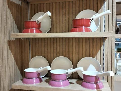 Cookware and dinner set Stock Photos