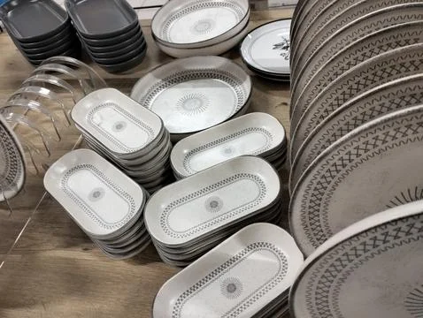 Cookware and dinner set Stock-Fotos