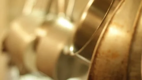 Cookware hanging in the kitchen of a resort spa in Sonoma wine country 스톡 동영상 8969537