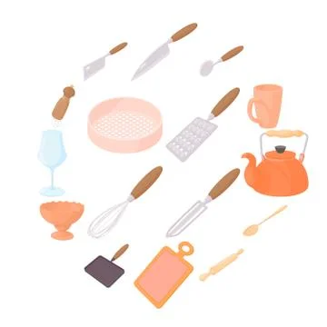 Cookware icons set Illustrazione stock