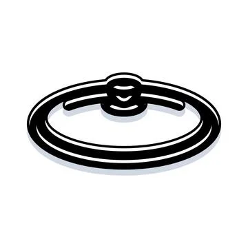 Cookware lid ring handle black and white icon Illustration