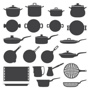 Cookware silhouette set Stock Illustration