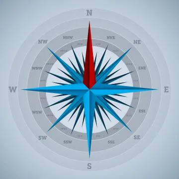 Cool 32 point compass design Stock Illustration