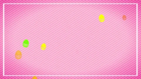 Cool 3d white easter egg with yellow mark over pink patterned background for Stock Footage 132755416