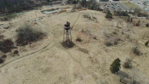 Cool abandoned water tower Stock Footage 171954554
