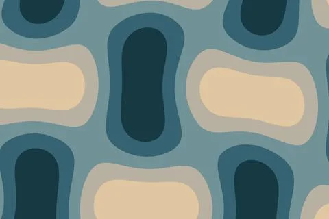 A cool abstract composition of blue, teal, beige, and cream rounded forms u.. Stock Illustration