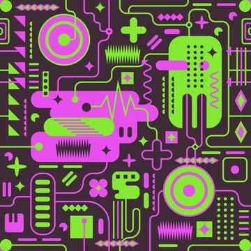 Cool Abstract Geometric Seamless Pattern 스톡 일러스트