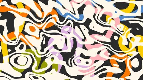 Cool abstract liquid background in groovy style. Trendy retro colorful backdrop Stock Illustration
