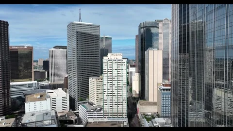 Cool aerial back away shot of downtown Dallas Texas Stock-Footage 308894875