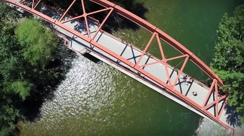 Cool Aerial over the Orange Bridge on the Boise River to create parallax Stock Footage