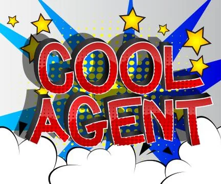 Cool Agent Comic book style cartoon words on abstract comics background. Stock-Illustration