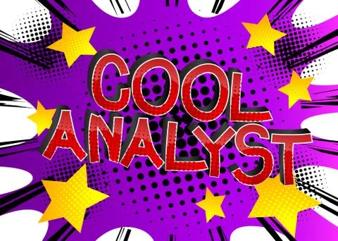Cool Analyst Comic book style cartoon words on abstract background. Illustrazione stock