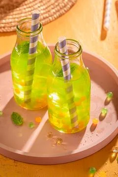 Cool and fresh bubble tea as cool drink for summer. Stock Photos